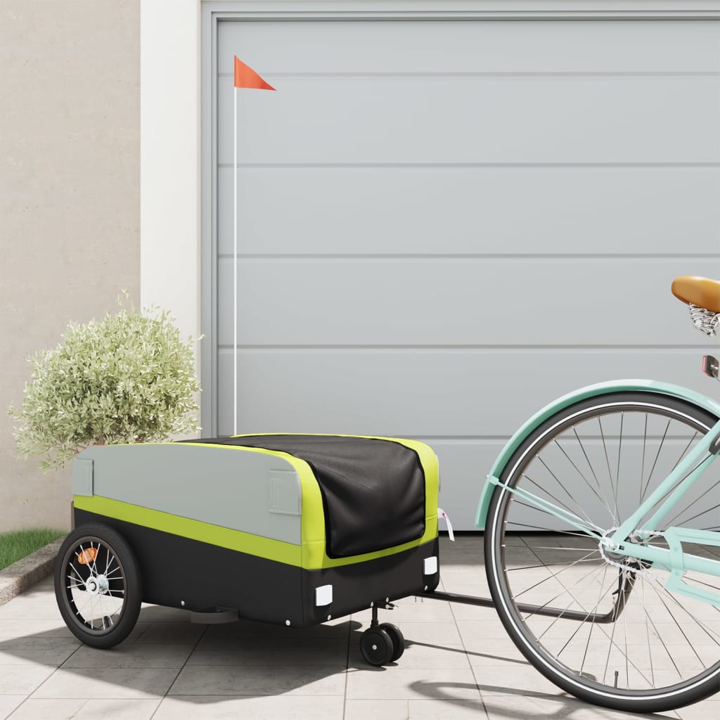 Cykeltrailer Sort og Grøn 45 kg Jern