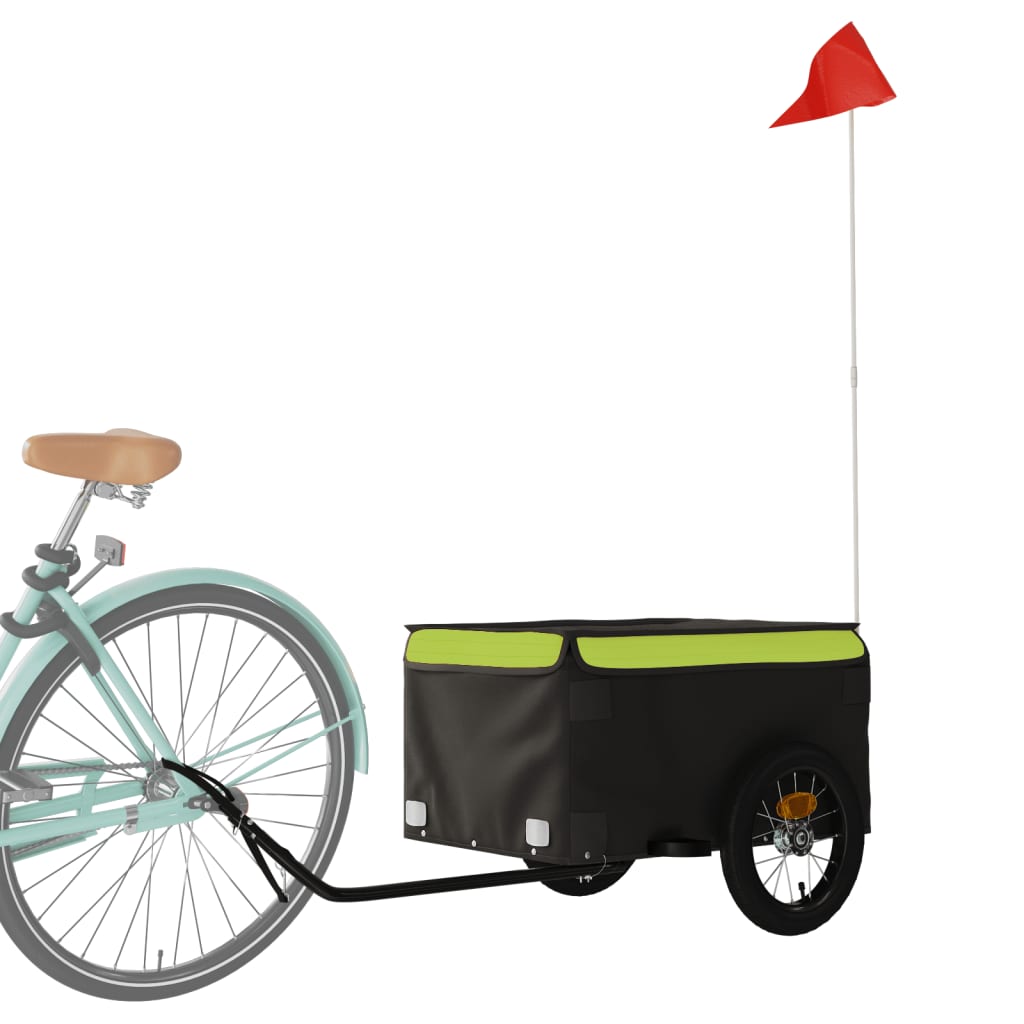 Cykeltrailer Sort og Grøn 30 kg Jern