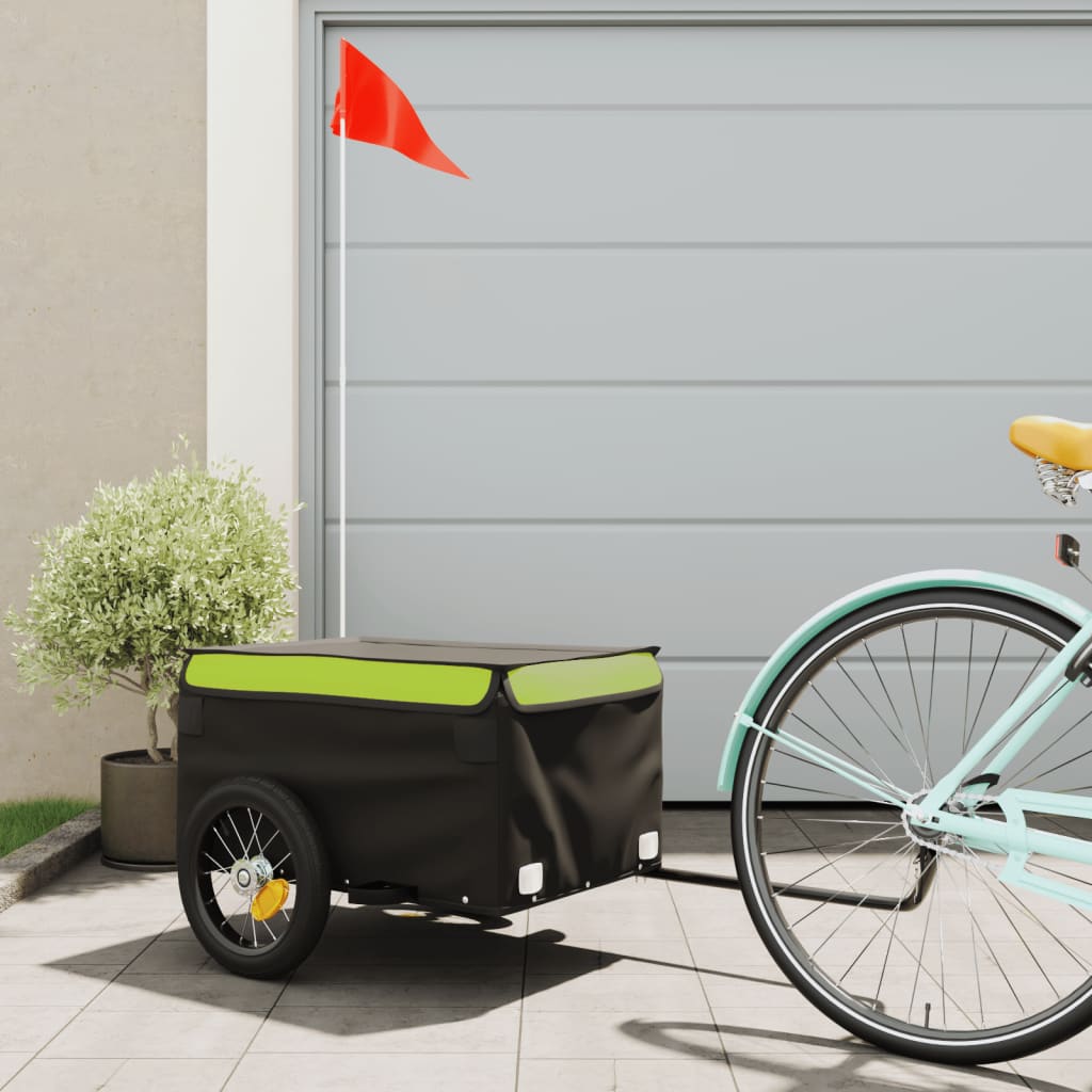 Cykeltrailer Sort og Grøn 30 kg Jern