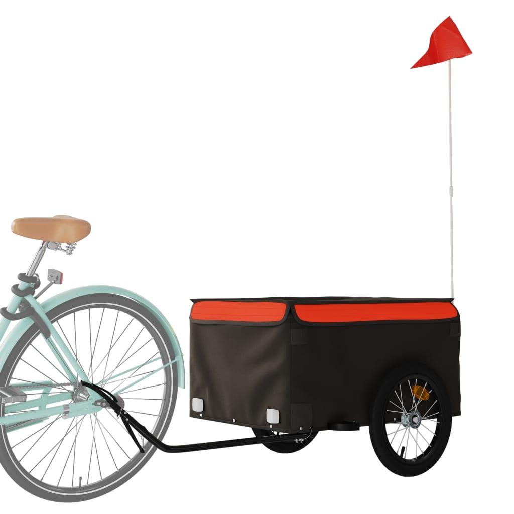 Cykeltrailer Sort og Orange 45 kg Jern