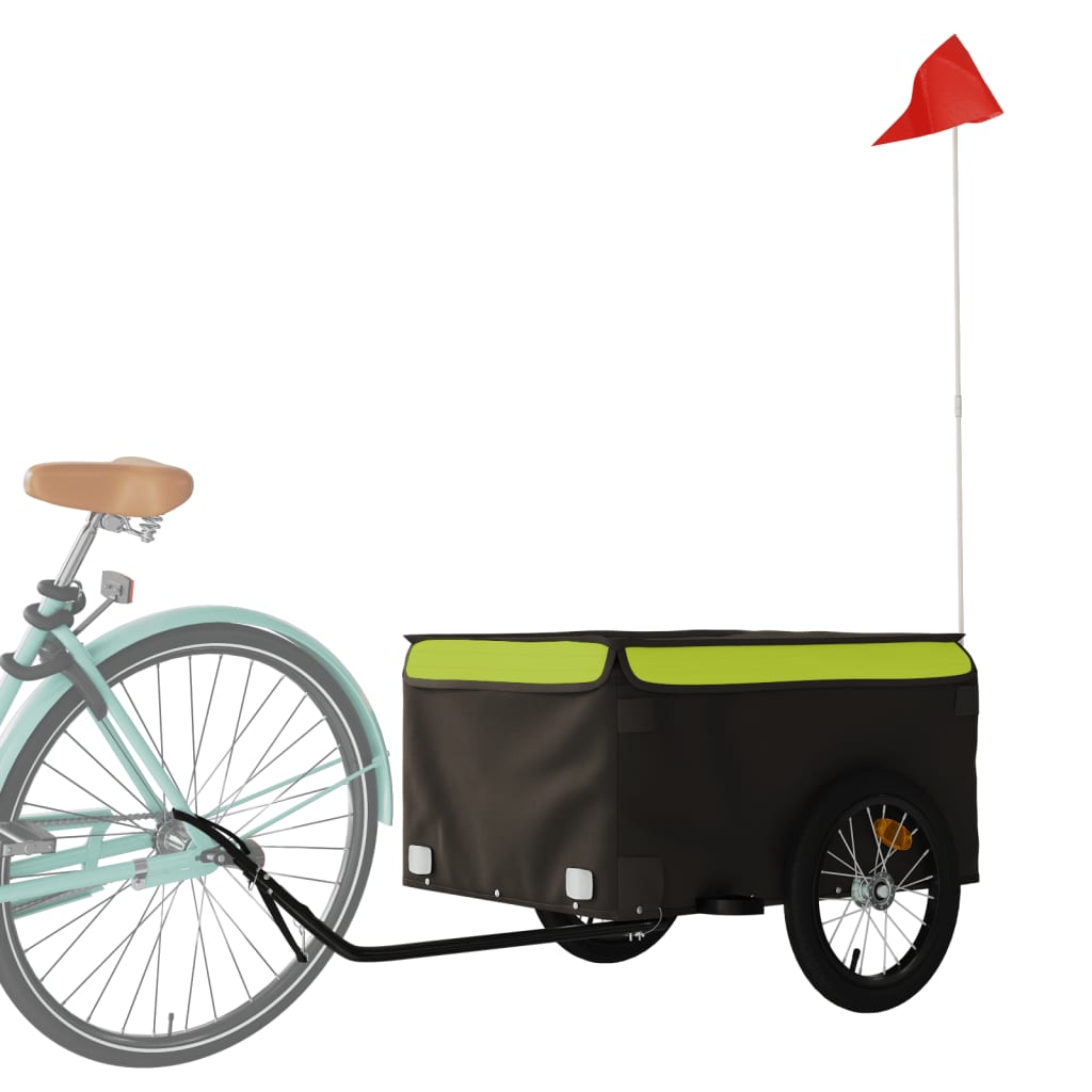 Cykeltrailer Sort og Grøn 45 kg Jern
