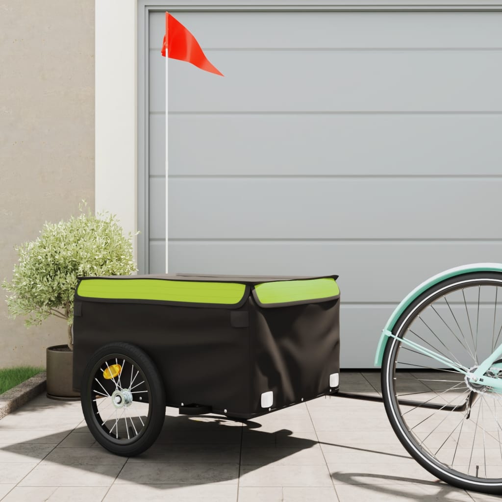 Cykeltrailer Sort og Grøn 45 kg Jern