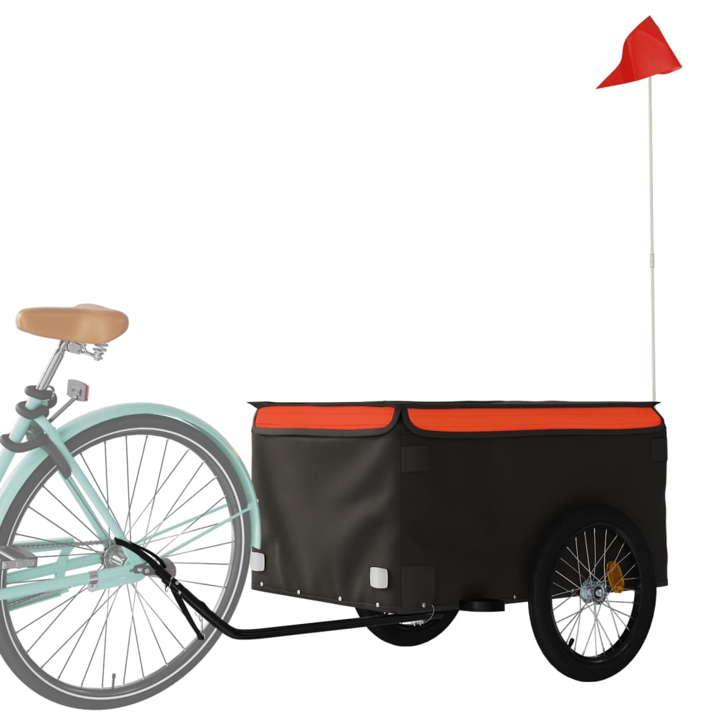 Cykeltrailer Sort og Orange 45 kg Jern