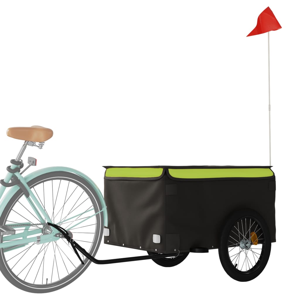 Cykeltrailer Sort og Grøn 45 kg Jern