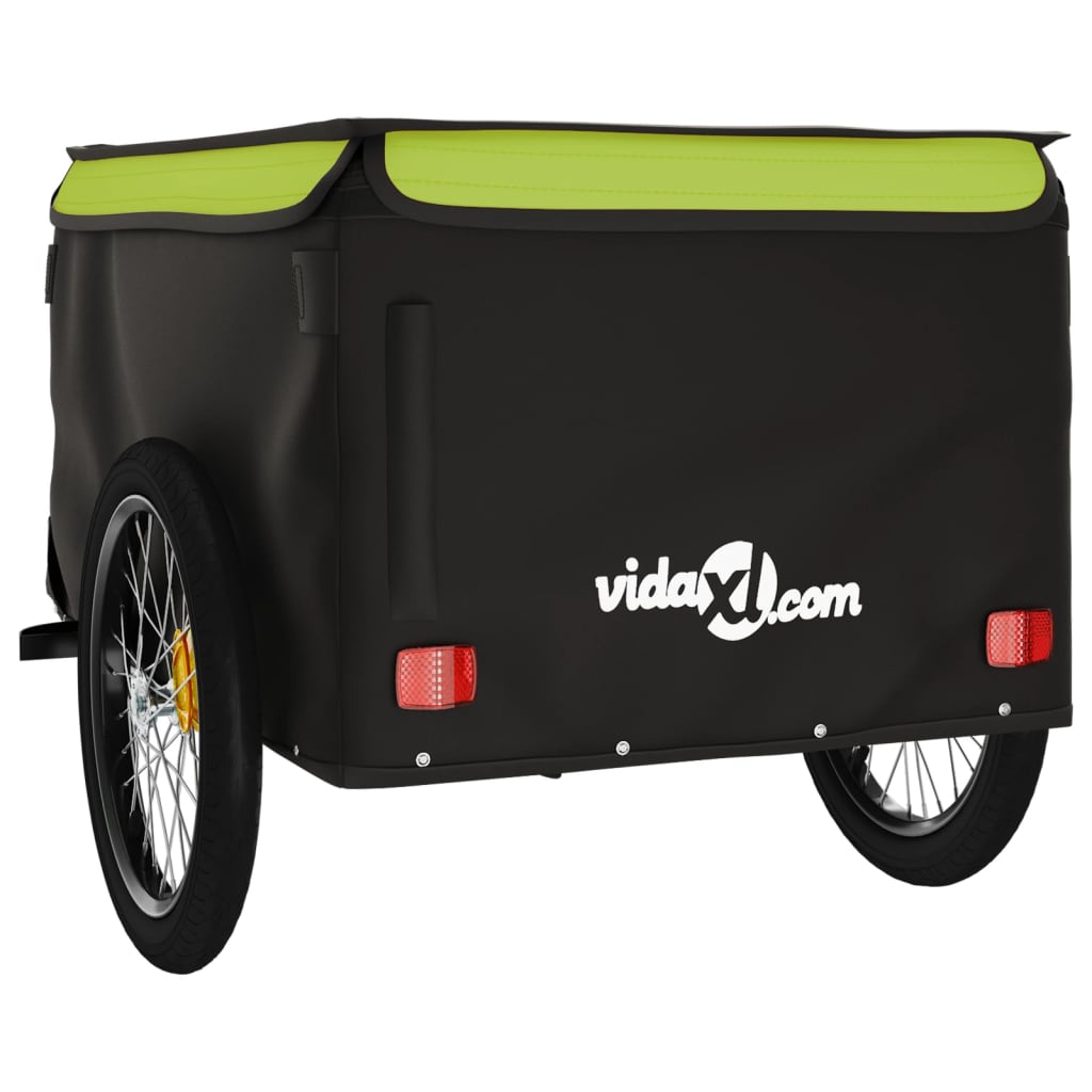 Cykeltrailer Sort og Grøn 45 kg Jern