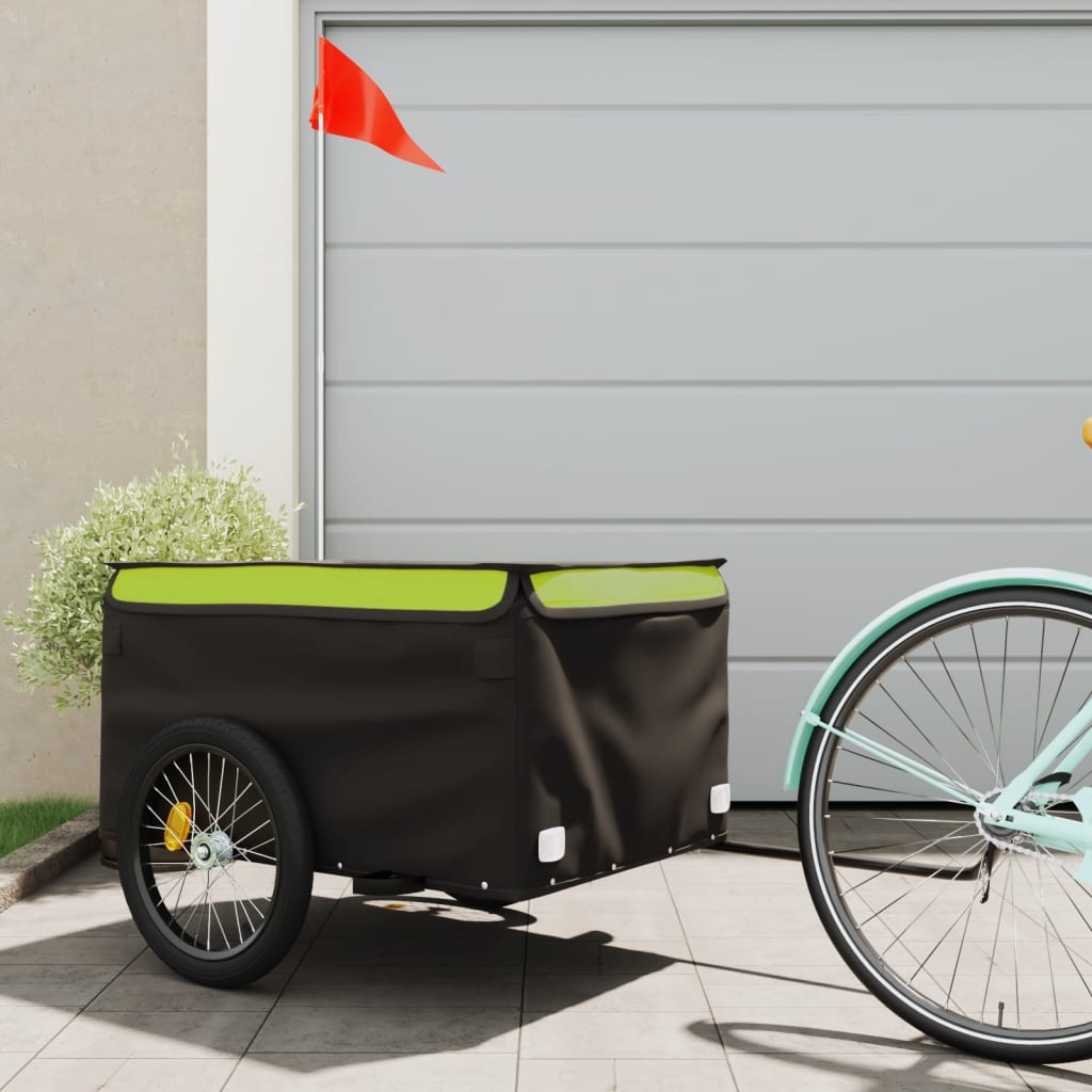 Cykeltrailer Sort og Grøn 45 kg Jern
