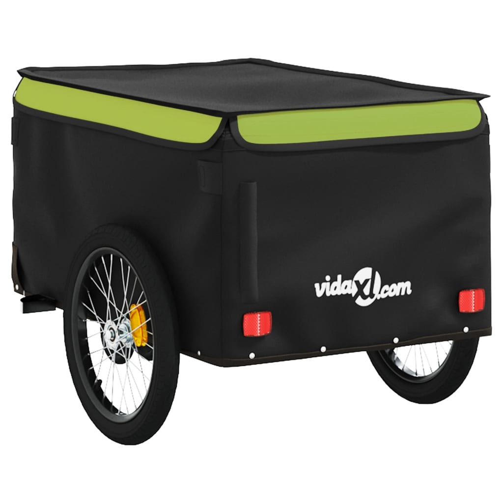Cykeltrailer Sort og Grøn 30 kg Jern