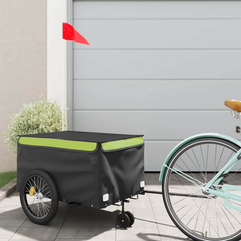 Cykeltrailer Sort og Grøn 30 kg Jern