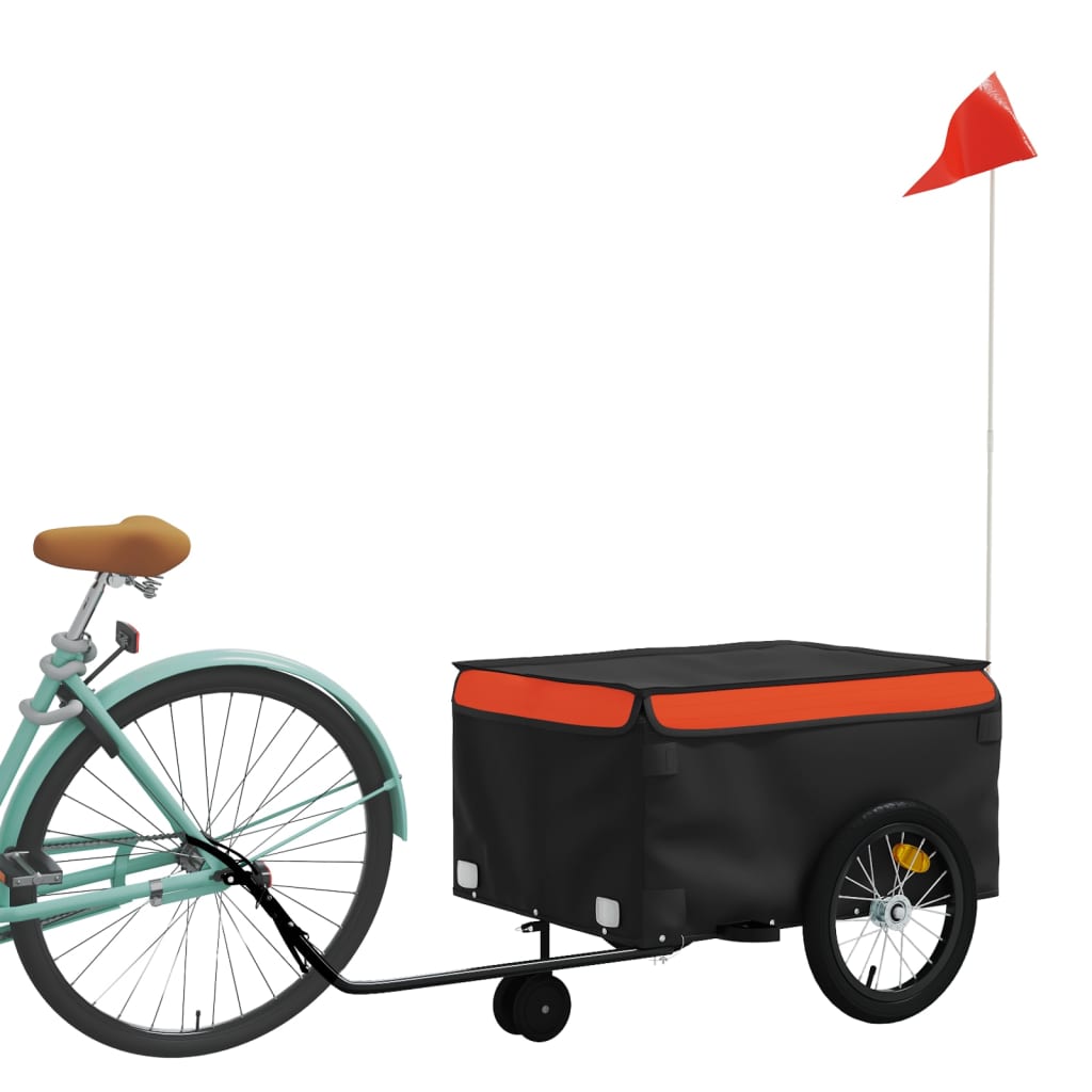Cykeltrailer Sort og Orange 45 kg Jern