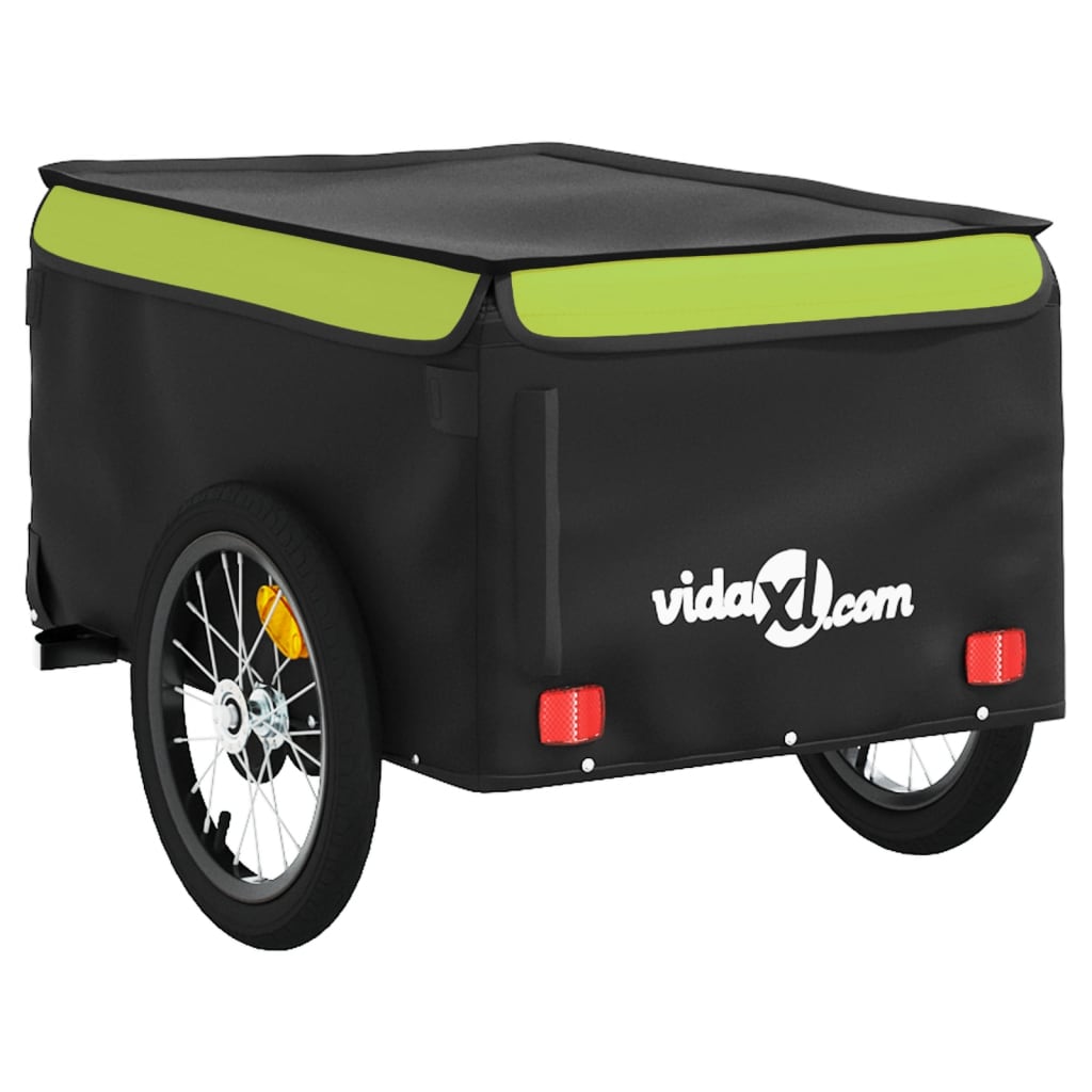 Cykeltrailer Sort og Grøn 45 kg Jern