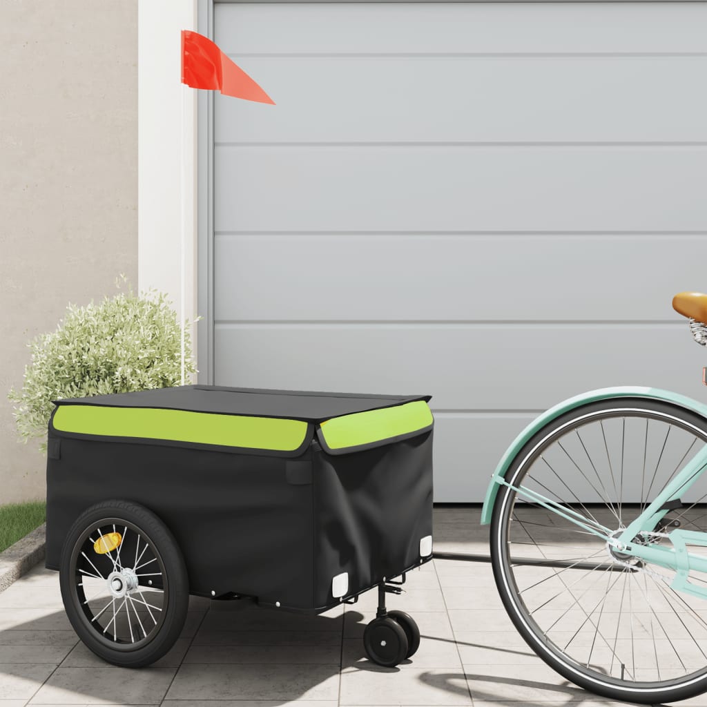 Cykeltrailer Sort og Grøn 45 kg Jern