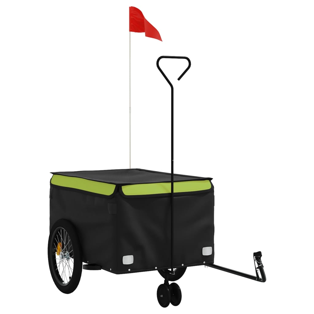 Cykeltrailer Sort og Grøn 45 kg Jern