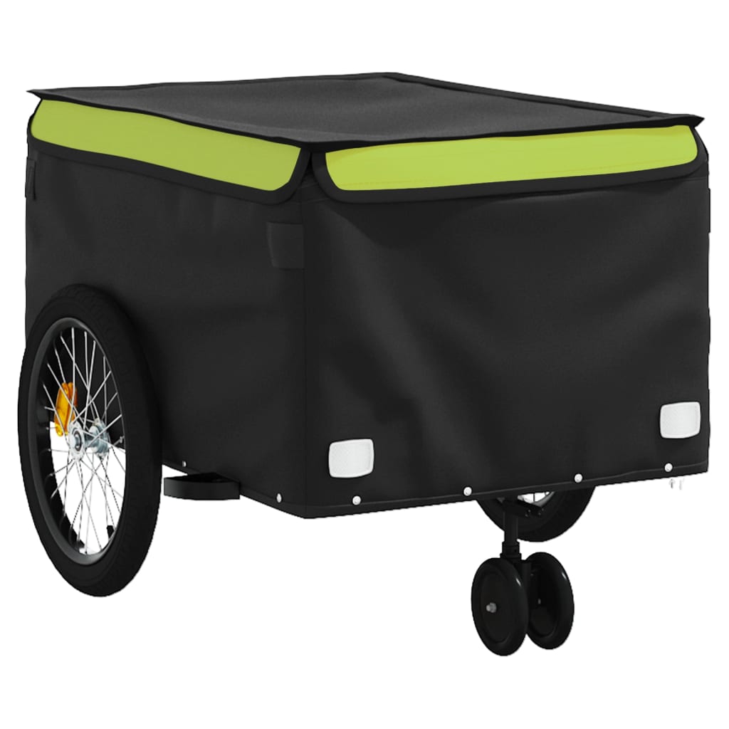 Cykeltrailer Sort og Grøn 45 kg Jern