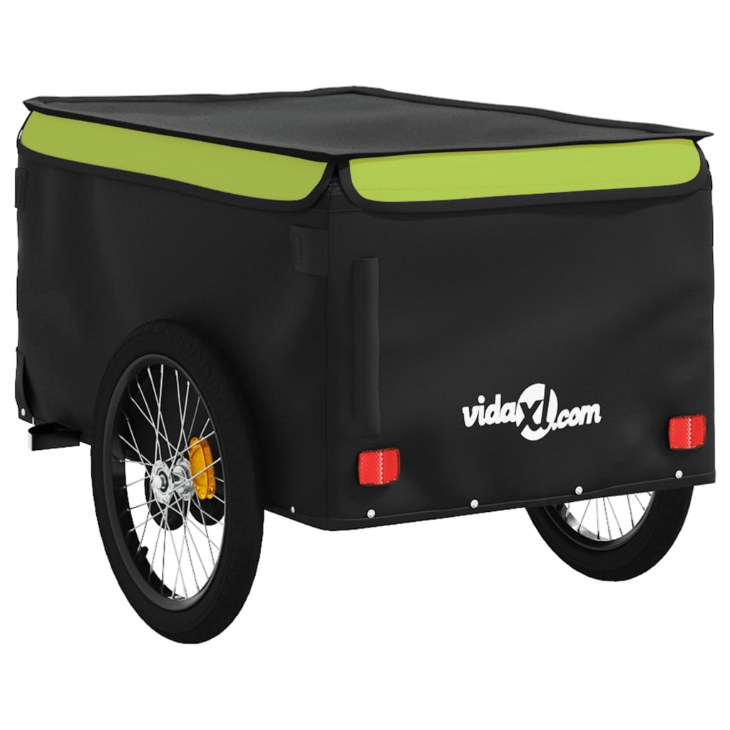 Cykeltrailer Sort og Grøn 45 kg Jern