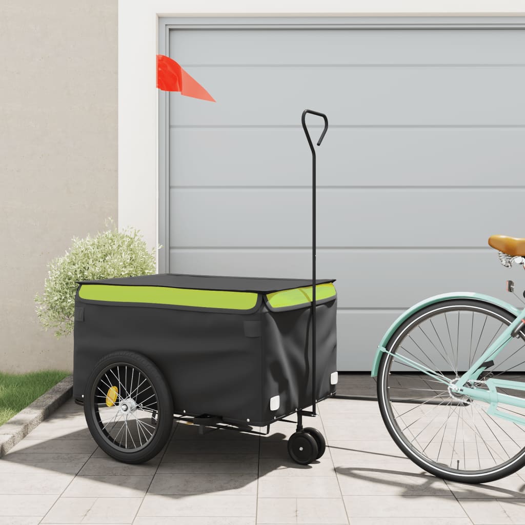 Cykeltrailer Sort og Grøn 45 kg Jern