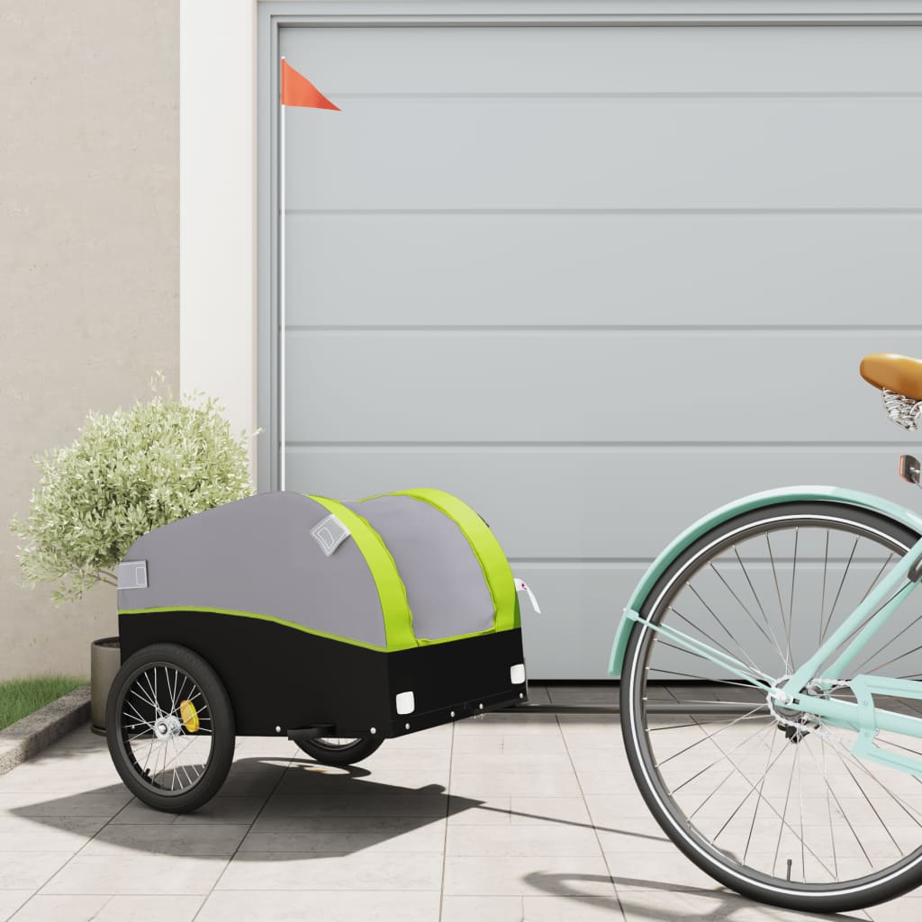 Cykeltrailer Sort og Grøn 30 kg Jern