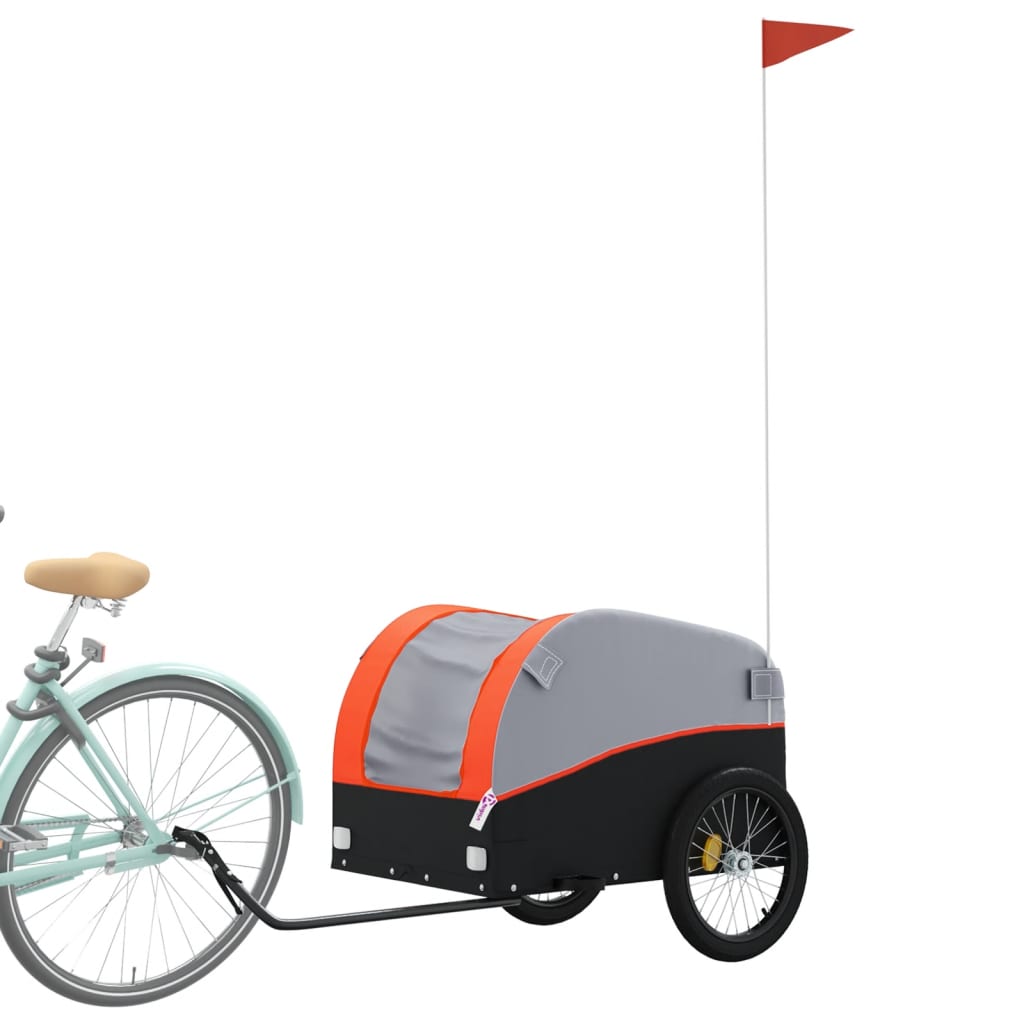 Cykeltrailer Sort og Orange 45 kg Jern
