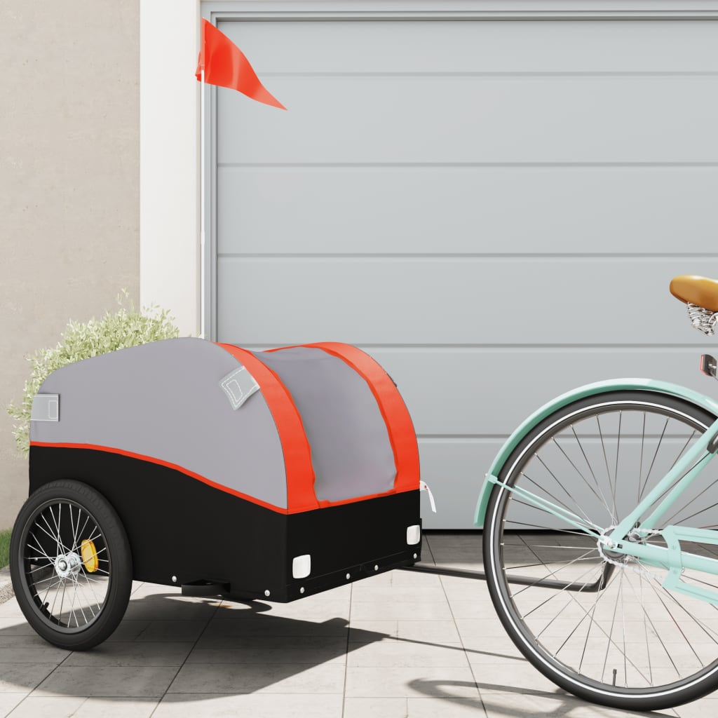 Cykeltrailer Sort og Orange 45 kg Jern