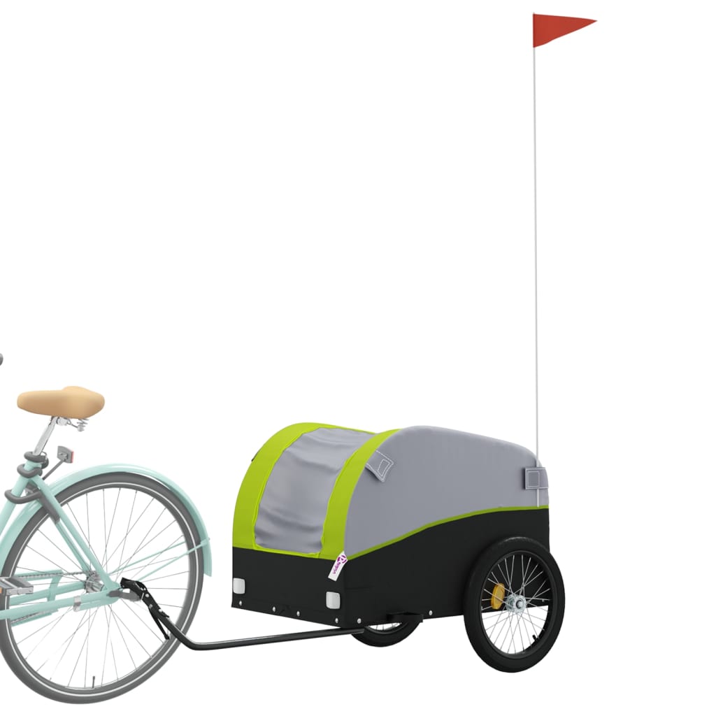 Cykeltrailer Sort og Grøn 45 kg Jern