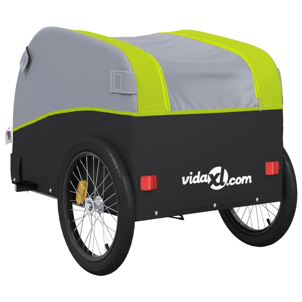 Cykeltrailer Sort og Grøn 45 kg Jern