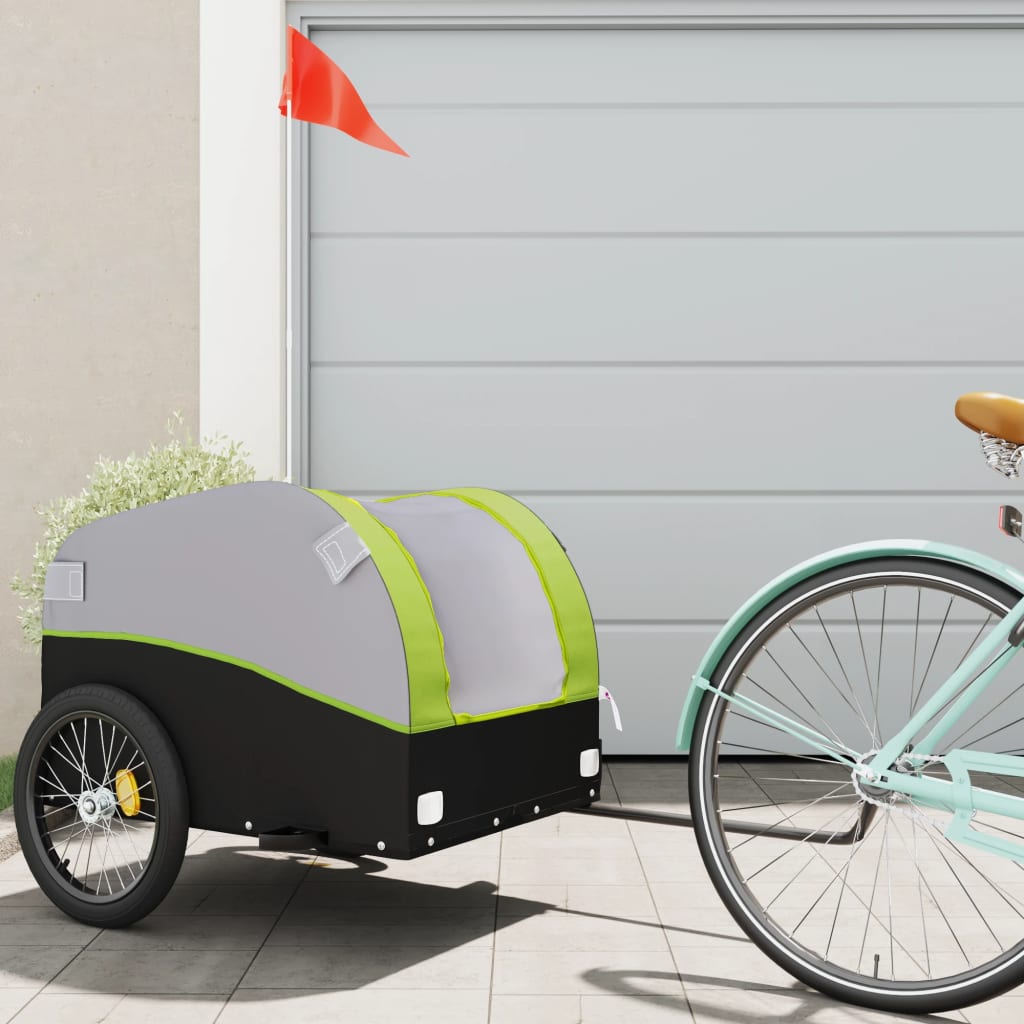 Cykeltrailer Sort og Grøn 45 kg Jern