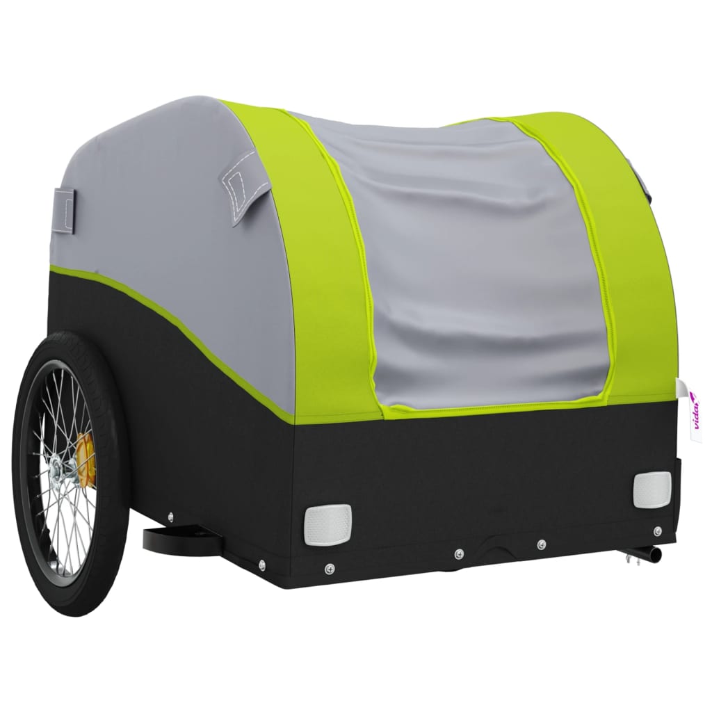 Cykeltrailer Sort og Grøn 45 kg Jern