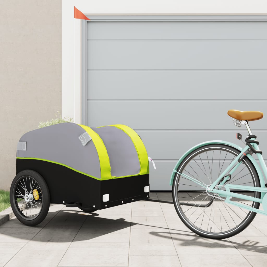 Cykeltrailer Sort og Grøn 45 kg Jern