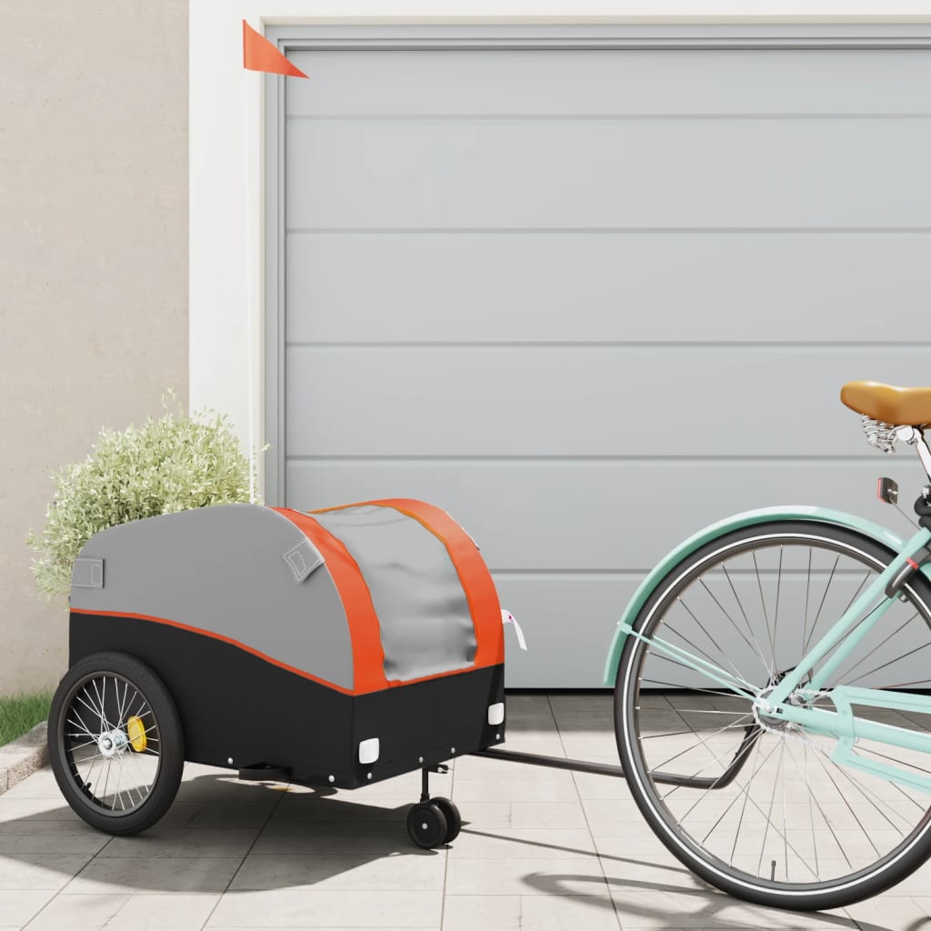 Cykeltrailer Sort og Orange 45 kg Jern