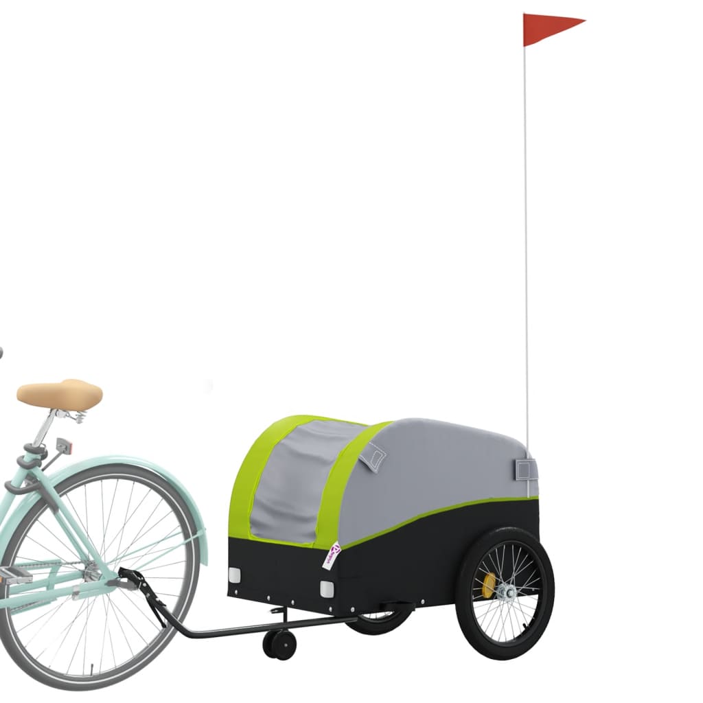 Cykeltrailer Sort og Grøn 45 kg Jern