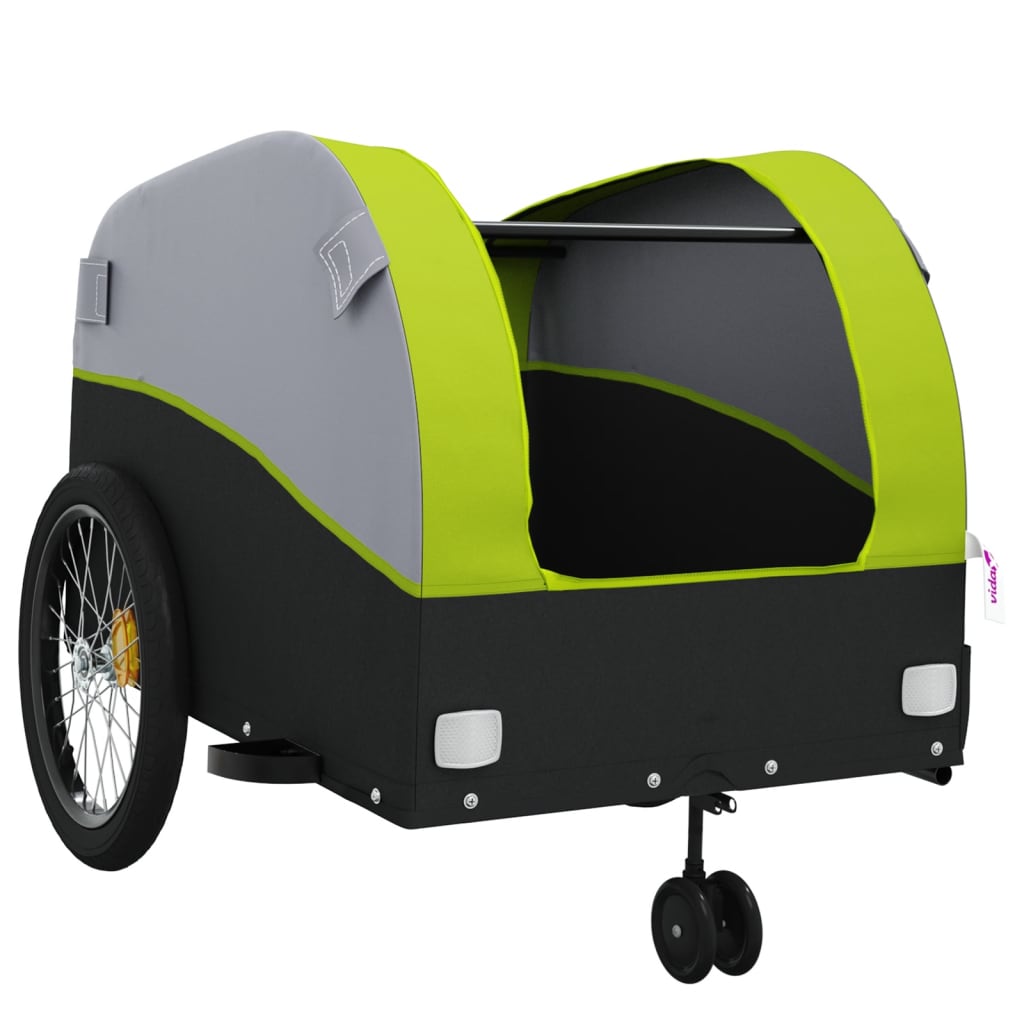 Cykeltrailer Sort og Grøn 45 kg Jern