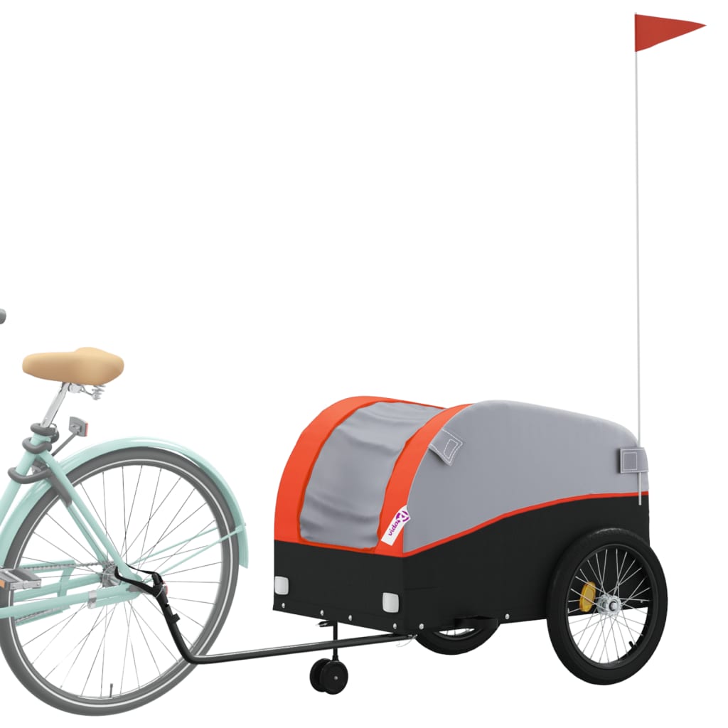 Cykeltrailer Sort og Orange 45 kg Jern