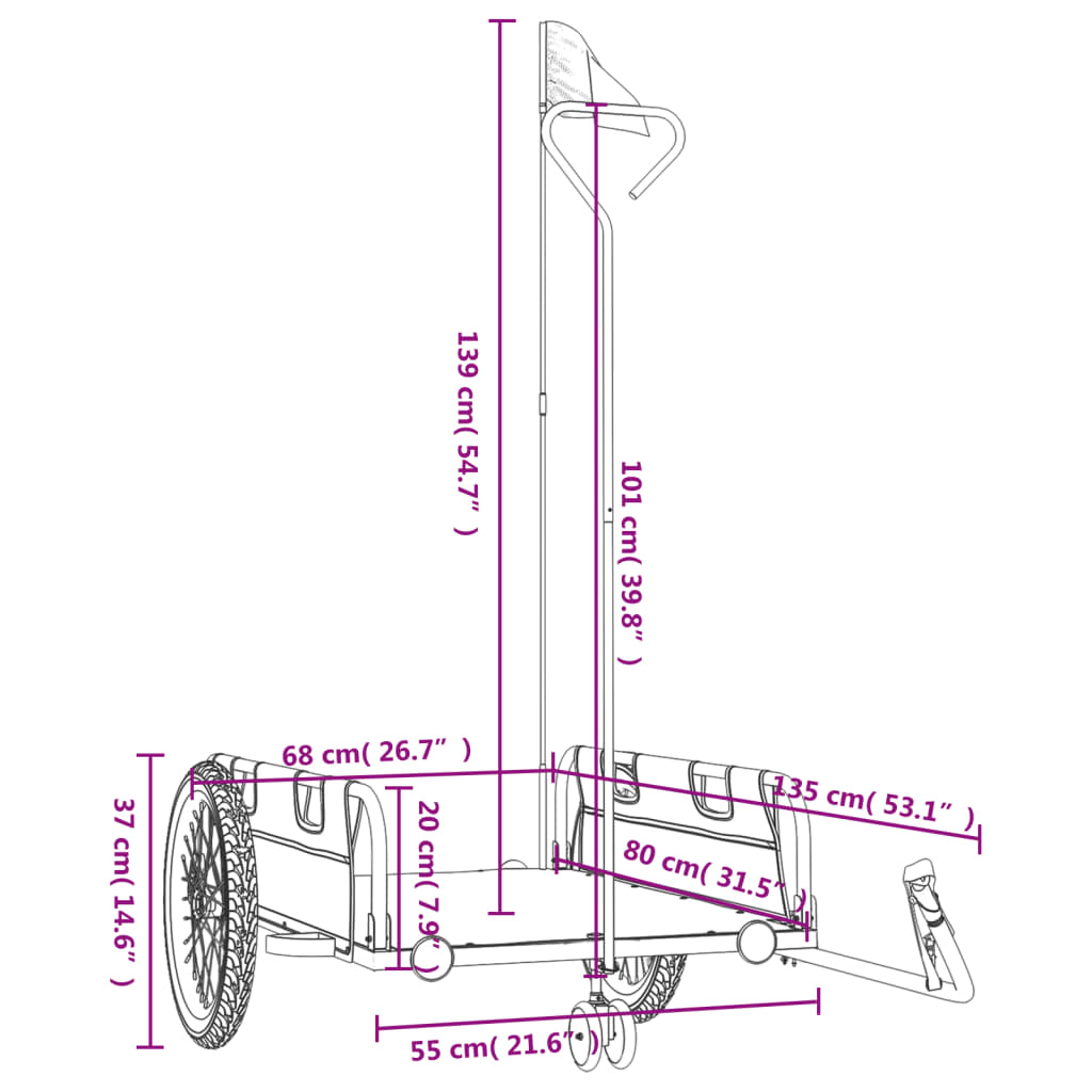 Cykeltrailer Sort Oxford stof og jern