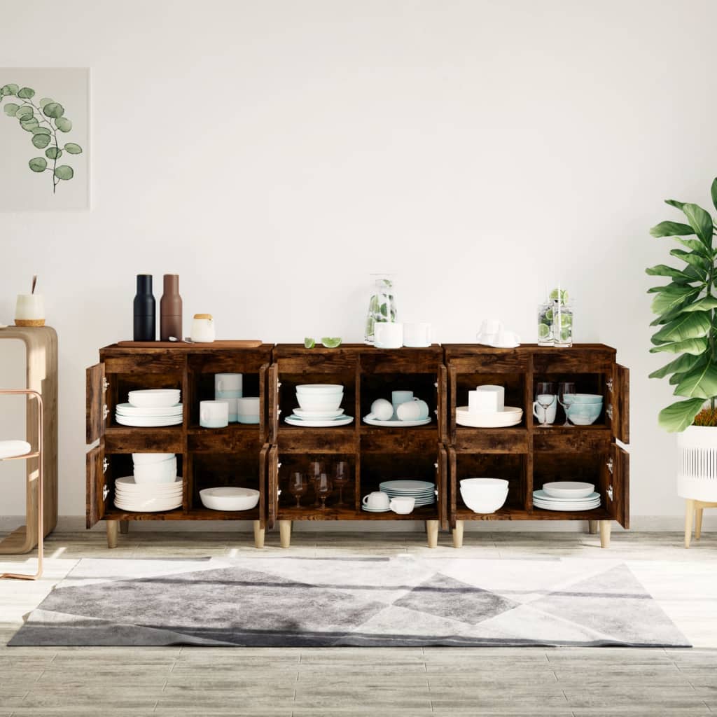 Skænke 3 stk Røget eg 60x35x70 cm træmateriale