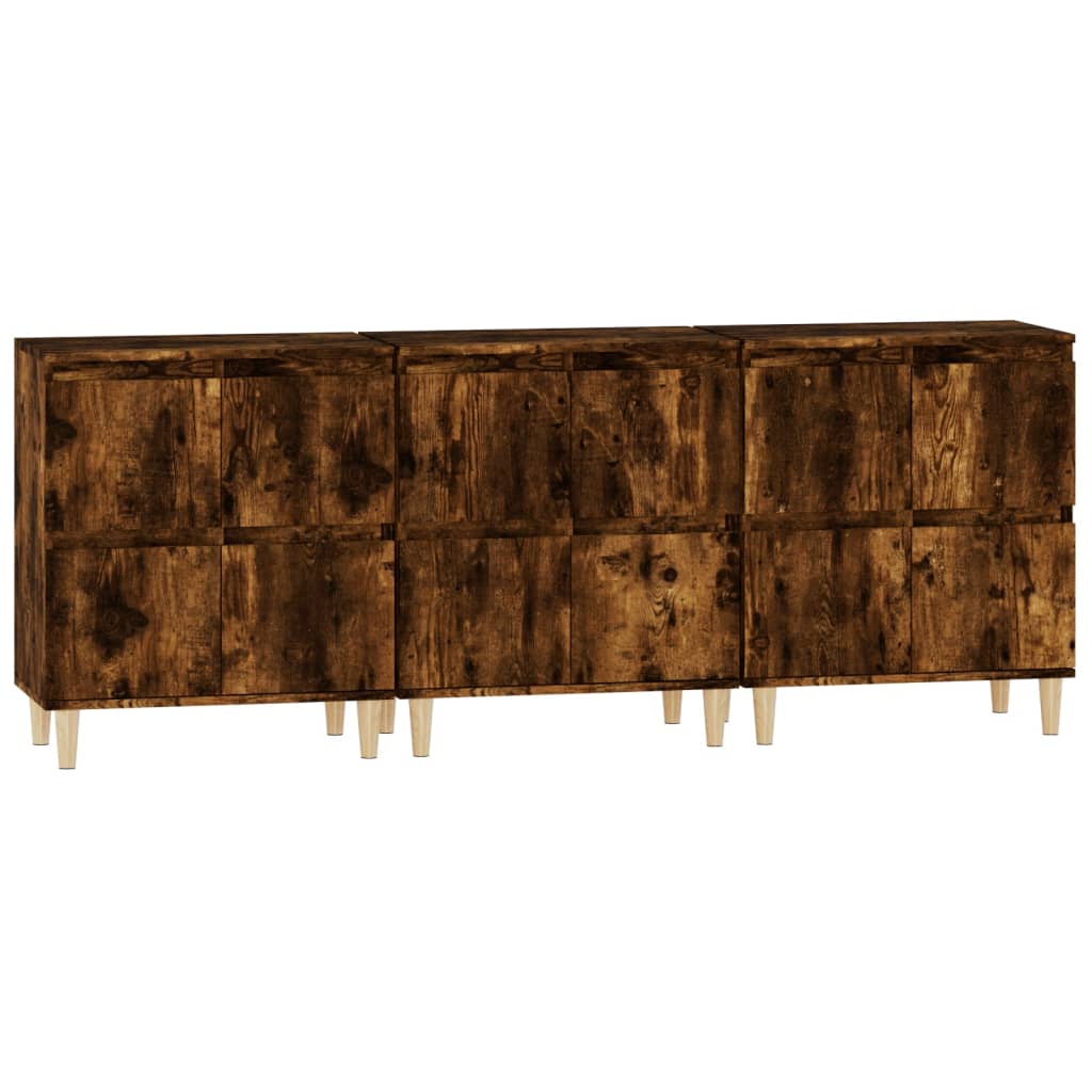 Skænke 3 stk Røget eg 60x35x70 cm træmateriale