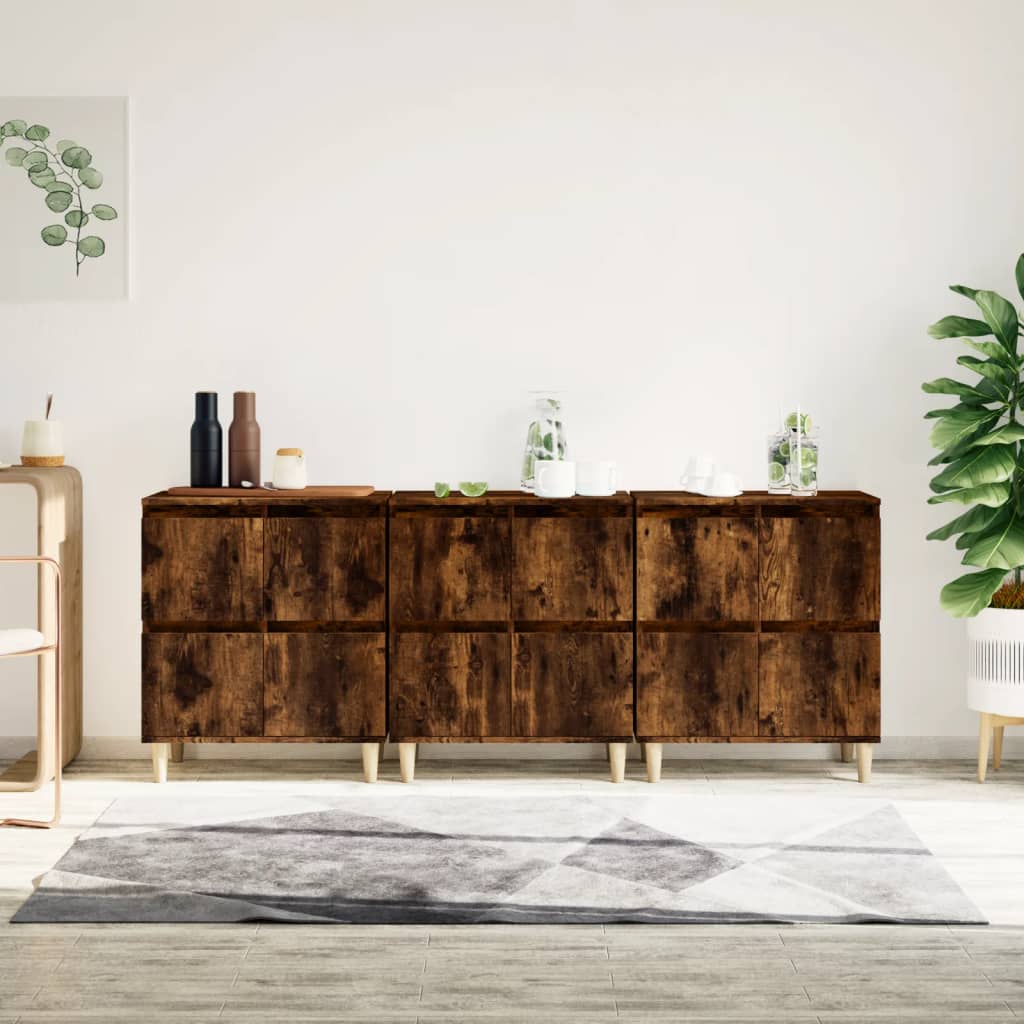 Skænke 3 stk Røget eg 60x35x70 cm træmateriale