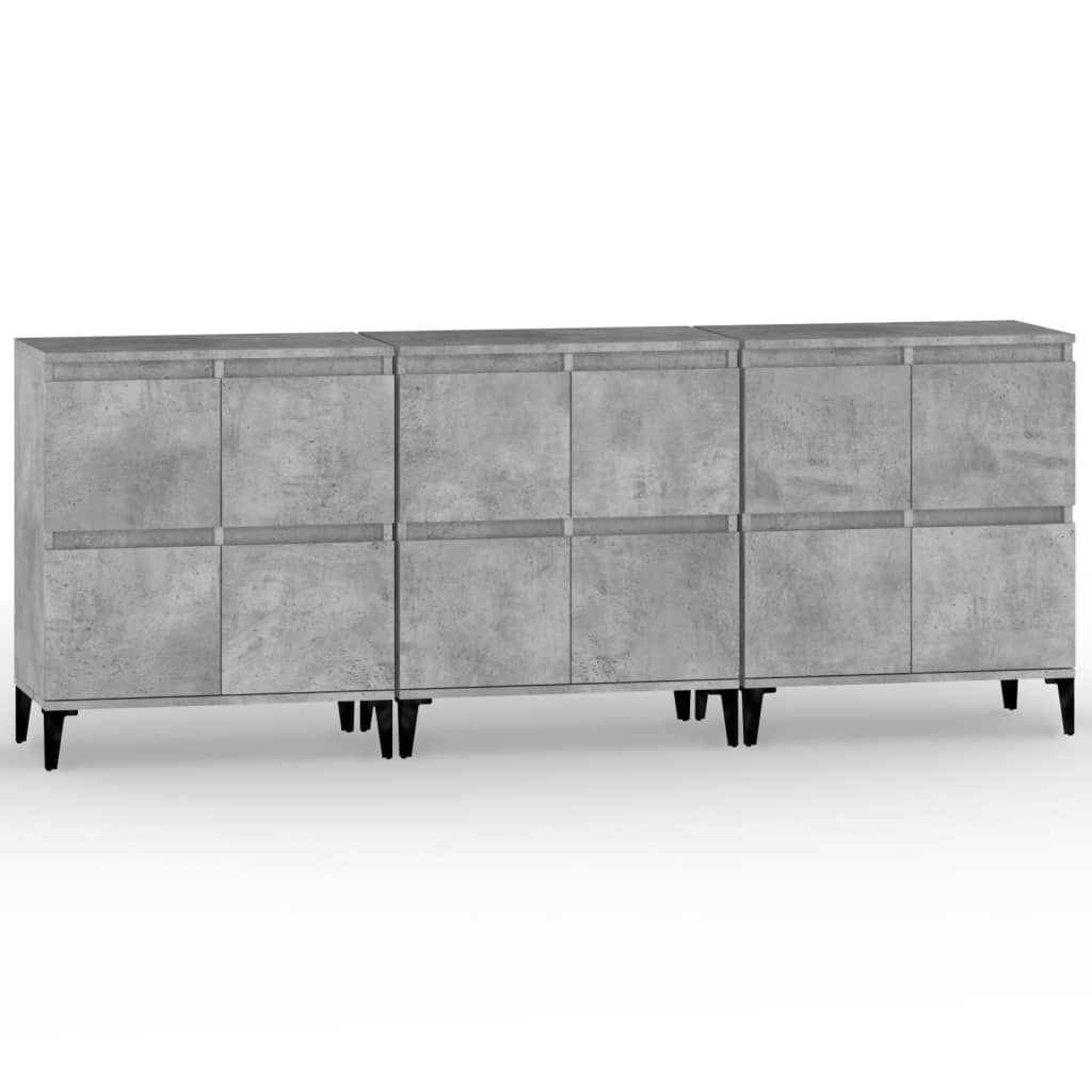 Skænke 3 stk Betongrå 60x35x70 cm træmateriale