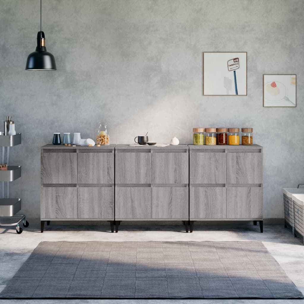 Skænke 3 stk Grå Sonoma 60x35x70 cm træmateriale