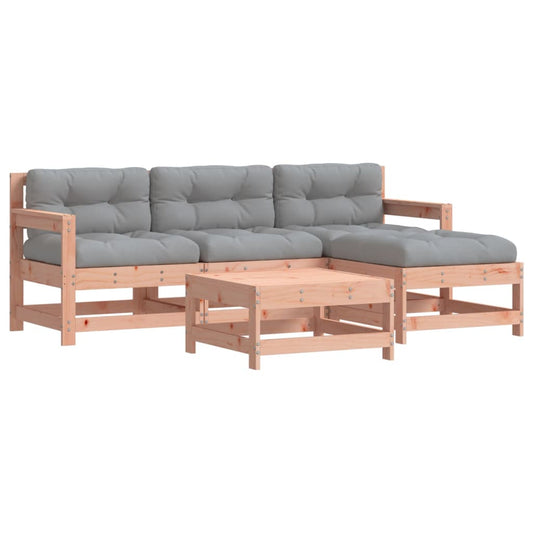 5-tlg. Garten-Lounge-Set mit Kissen Massivholz Douglasie