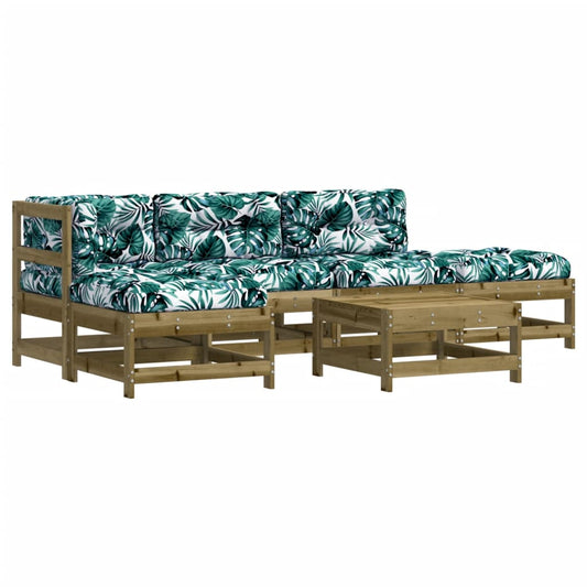 6-tlg. Garten-Lounge-Set mit Kissen Imprägniertes Kiefernholz