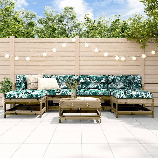 7-tlg. Garten-Lounge-Set mit Kissen Imprägniertes Kiefernholz
