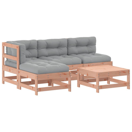 5-tlg. Garten-Lounge-Set mit Kissen Massivholz Douglasie