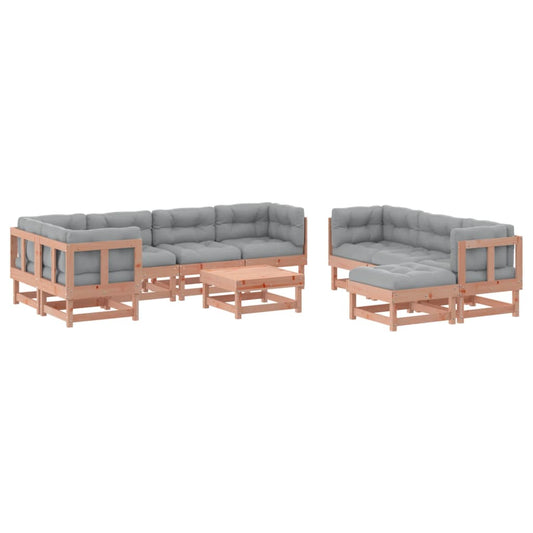 10-tlg. Garten-Lounge-Set mit Kissen Massivholz Douglasie