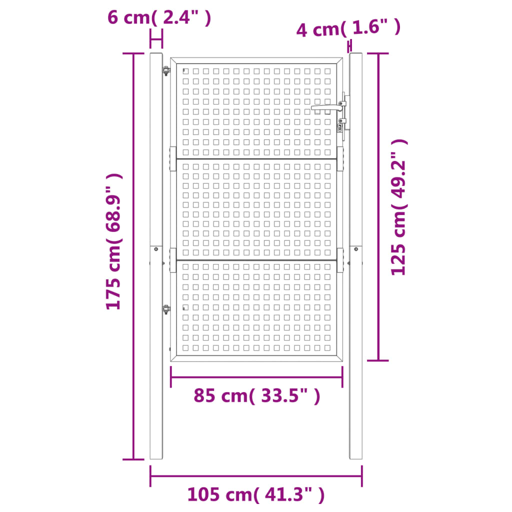 Gartentor Anthrazit 105x125 cm Stahl