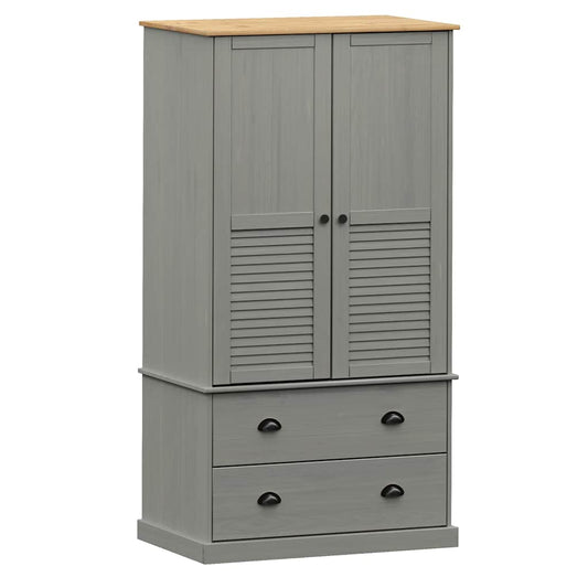 Kleiderschrank VIGO Grau 90x55x170 cm Massivholz Kiefer