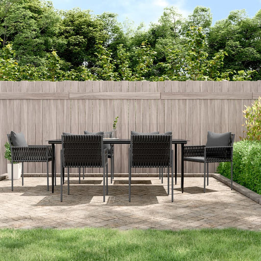 7-tlg. Garten-Essgruppe mit Kissen Poly Rattan und Stahl