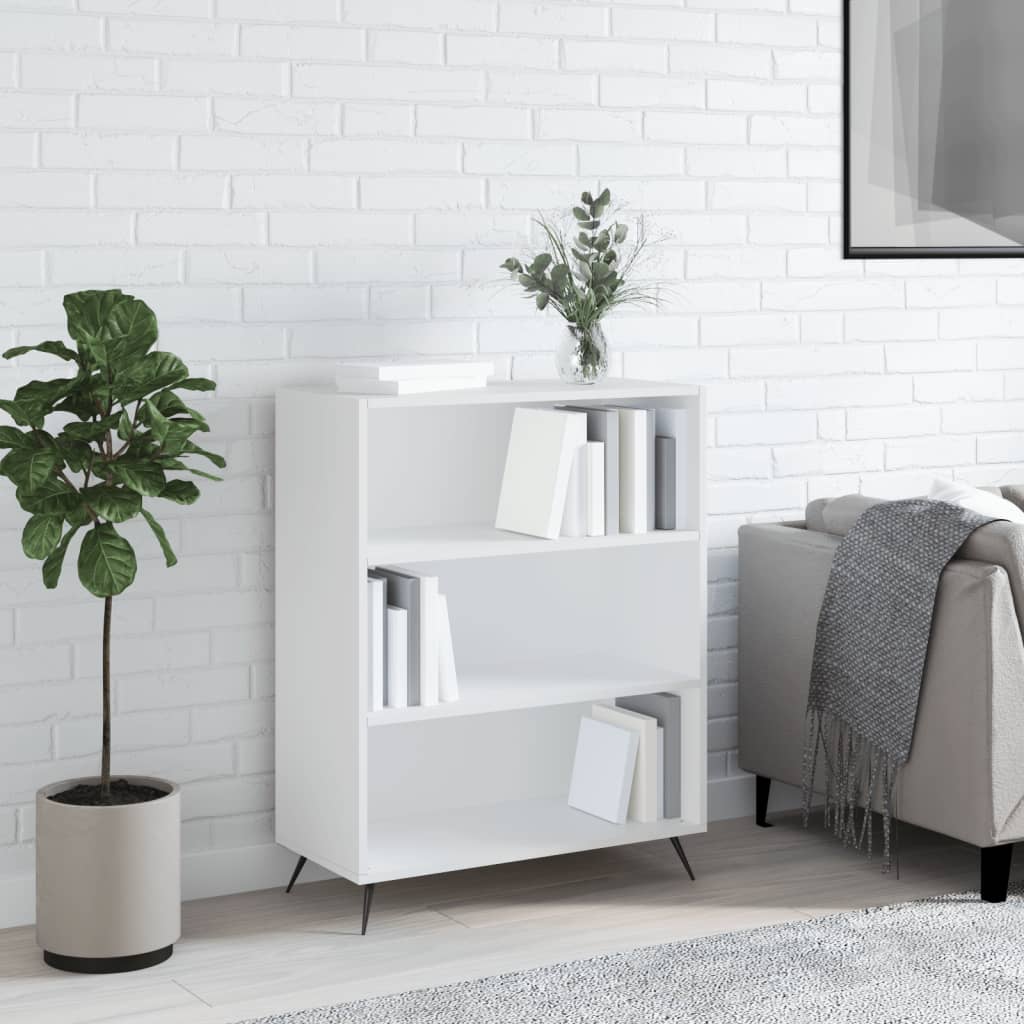 Bogreol Hvid 69,5x32,5x90 cm Træ Materiale