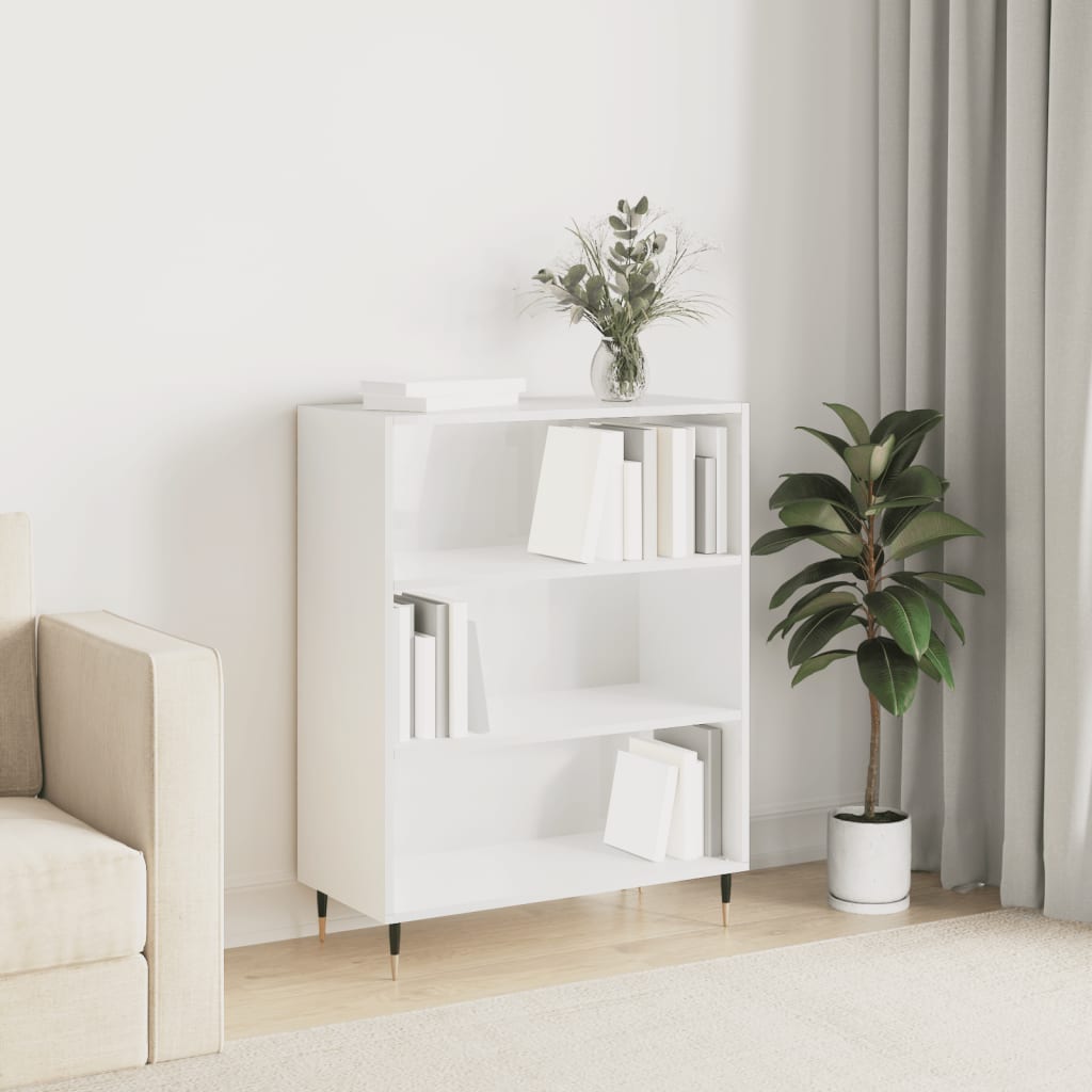 Reol Højglans Hvid 69,5x32,5x90 cm Træmateriale