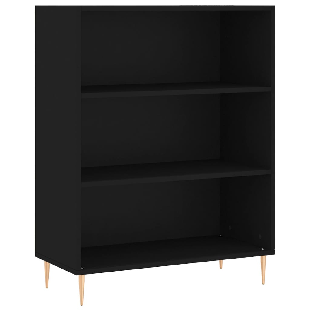 Bogreol Sort 69,5x32,5x90 cm Træ Materiale