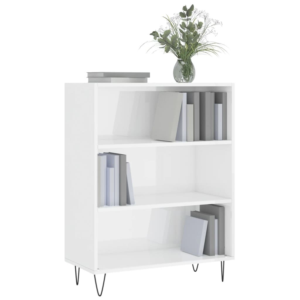 Reol Højglans Hvid 69,5x32,5x90 cm Træmateriale