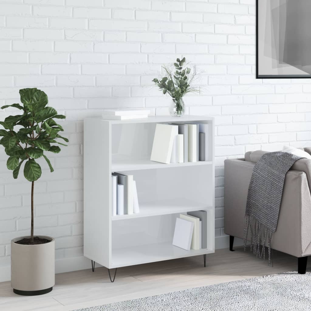 Reol Højglans Hvid 69,5x32,5x90 cm Træmateriale